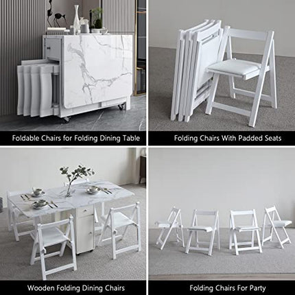 FUNROLUX Wooden Folding Dining Chairs with Padded Seats 2 Pack Foldable Chair fo