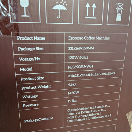 Neretva Espresso Machines, Professional 15 Bar Espresso Maker with Milk Frother,