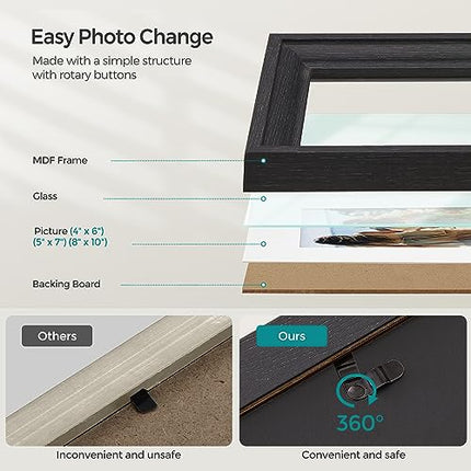 SONGMICS 5x7 Picture Frames with 6 Mats for Wall, Set of 3, Collage Photo Frames