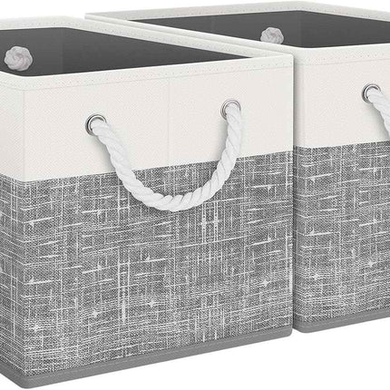 Fab totes Storage Bins 2-Pack，White & Grey