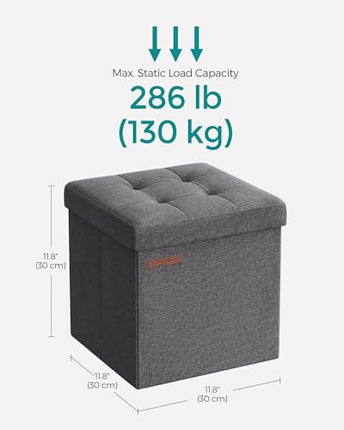 SONGMICS Folding Storage Ottoman Bench，30 x 30 x 30 cm，Ottoman Foot Rest, Storag