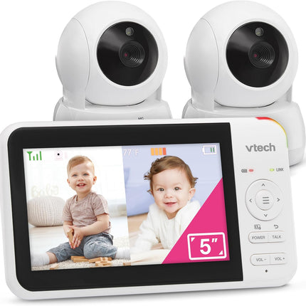 VTech VM924-2 Pan & Tilt Video Baby Monitor with 2 Cameras, 5" LCD Screen, Up to