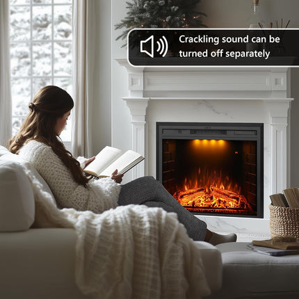Dreamflame 30 inch Wide Electric Fireplace Inserts, Wall Fireplace Electric with
