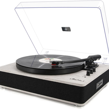LP&NO.1 Record Player Wireless Turntable with Built-in Speakers and USB Play&Rec