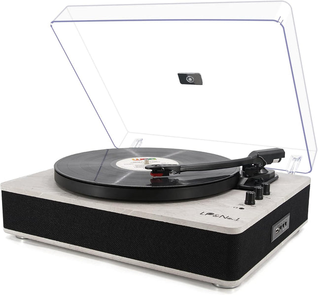 LP&NO.1 Record Player Wireless Turntable with Built-in Speakers and USB Play&Rec