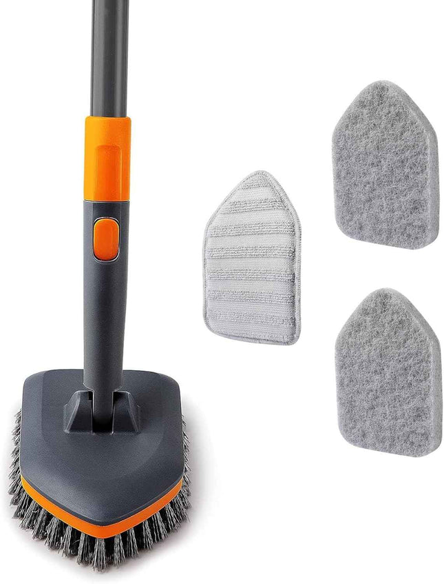 CLEANHOME Tile Tub Scrubber Brush with 3 Different Function Cleaning Heads and 5