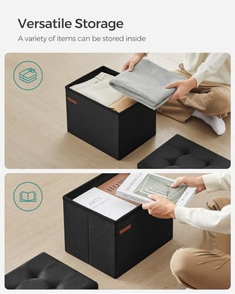 SONGMICS Small Folding Storage Ottoman, Foot Rest Stool, 31 x 41 x 31 cm, 286 kg