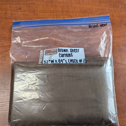 Brown sheer curtains 52"W x 84"L pack of 2