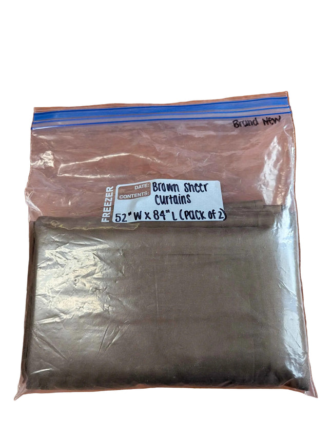 Brown sheer curtains 52"W x 84"L pack of 2
