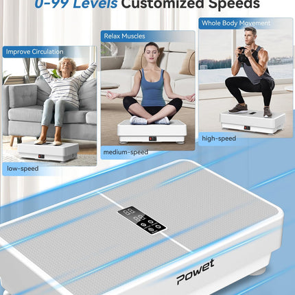 POWET Vibration Plate Exercise Machine for Weight Loss, Woukout & Lymphatic Drai