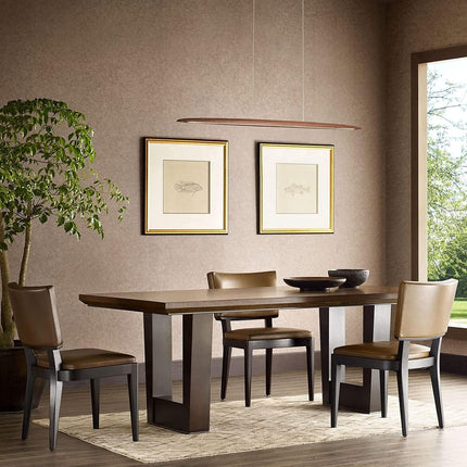 YISDESIGN 39" Wood Linear Pendant Light LED Dimmable Hanging Light Dinning Room