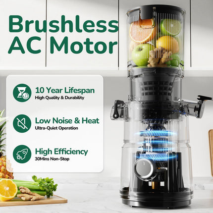 Canoly C03 Cold Press Juicer, 4.5" Wide Feed Chute Juicer Machine with 200W AC M