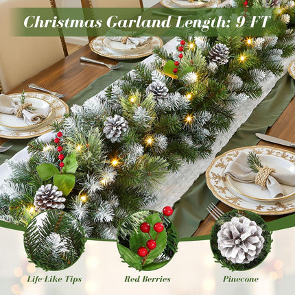 SHareconn 2Pcs 9FT Prelit Artificial Christmas Garland with Color Changing Light