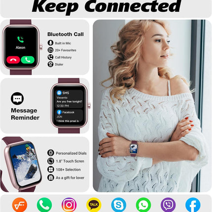 Smart Watch for Men Women with Bluetooth Call, Alexa Built-in, Heart Rate & Slee