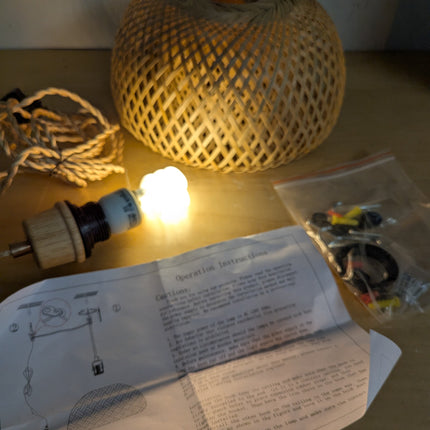 NAANN Plug in Pendant Light, Bamboo Rattan Pendant Lighting Fixtures Rustic Farm