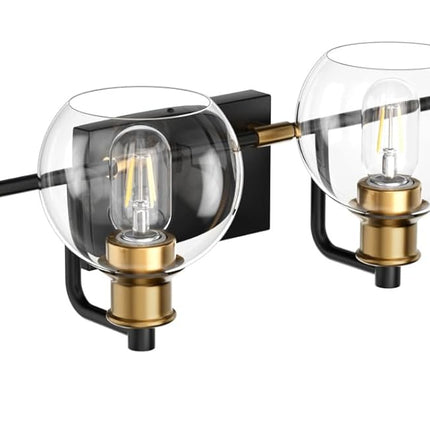 Tipace Industrial Bathroom Vanity Lighting Fixtures 4-Lights Vintage Black & Gol