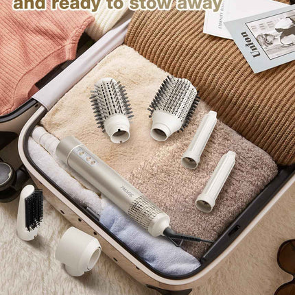 7MAGIC Hair Dryer Brush & 6 in 1 Hair Styler, Silver, 110 Volts, 1200 Watts, Ion