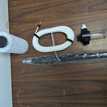 PureSwirlz 20 ft Water-Fed Solar Panel Cleaning Kit, Electric Washing Brush with Soap Dispenser, Black
