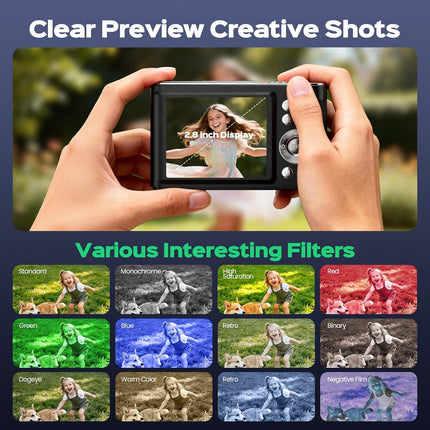 32GB Digital Camera Compact 48MP Autofocus 16X Digital Zoom Photo Camera: 2.8 In