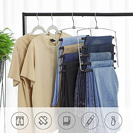 SONGMICS Trouser Hanger, Set of 3 Metal Clothes Hangers, Multiple Levels, Space