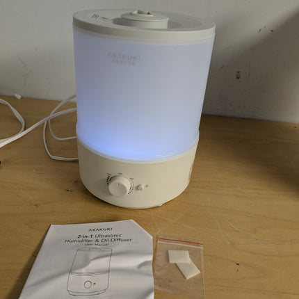 ASAKUKI Humidifiers for Bedroom, 3L Top Fill Cool Mist Air Humidifier & Aroma Di