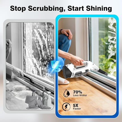 ZRHI Window Vacuum Squeegee Cordless, 2000Pa Electric Window Cleaner Tool with 2