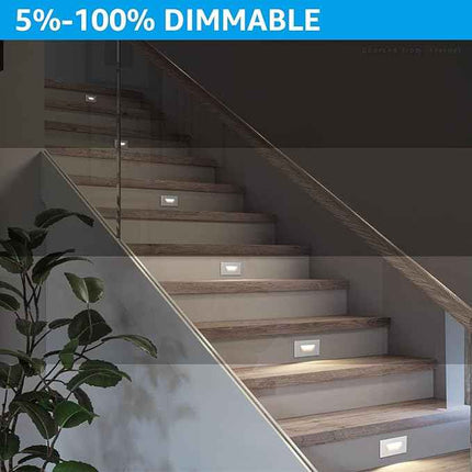LEONLITE White 5CCT 120V LED Step Lights, 3.5W 150LM 5%-100% Dimmable Horizontal