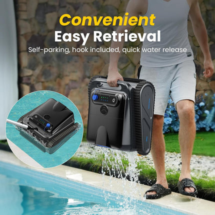 OUCAXIA Y50S Cordless Robotic Pool Cleaner, 110W Wall-Climbing Pool Vacuum with 4 Modes & 4L Filter Basket