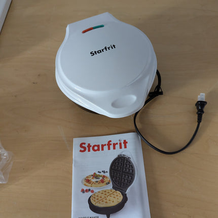 Starfrit Electric Waffle Maker - 7" Non-Stick Ceramic Cooking Surface - Scratch