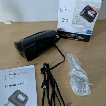 Mainstays 5-Speed Corded Hand Mixer Black with 2 Beaters