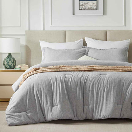 CozyLux Twin Comforter Set Dorm Bedding, 2 Pieces Light Grey Twin Extra Long Sof