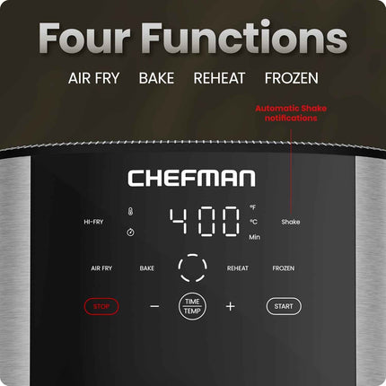 Chefman TurboFry® Touch Air Fryer, XL 8-Qt (7.5L) Family Size, One-Touch Digital Control Presets, French Fries, Chicken, Meat, Fish, Nonstick Dishwasher-Safe Parts, Automatic Shutoff, Stainless Steel