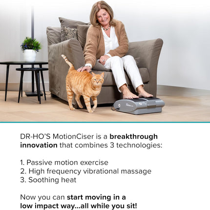DR-HO'S MotionCiser Passive Leg Exerciser with Heat & Vibration, 5 Heat Settings & Remote for Circulation