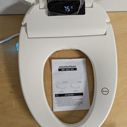WLJBIDET O80KL Elongated Bidet Toilet Seat with Warm Water Wash & Air Drying, Heated Seat, Remote Control & Nightlight