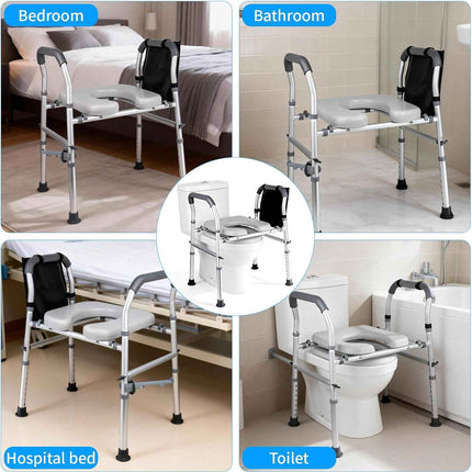 NouraVita Raised Toilet Seat with Handles, Toilet Seat Riser for Seniors with Adjustable Height & Width, 500lb Handicap Elevated Toilet Seat for Elderly, Pregnant, Fit Any Toilet