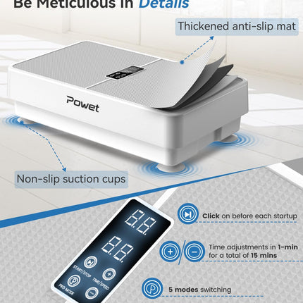 POWET Vibration Plate Exercise Machine for Weight Loss, Woukout & Lymphatic Drai