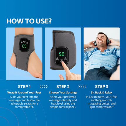 EMSense Triple Therapy Foot Massager | 3 in 1 Cordless & Portable Massager with