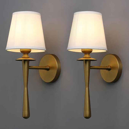 Yosoan Brass Gold Retro Boho White Fabric Wall Sconce Set of 2, Vintage Industri