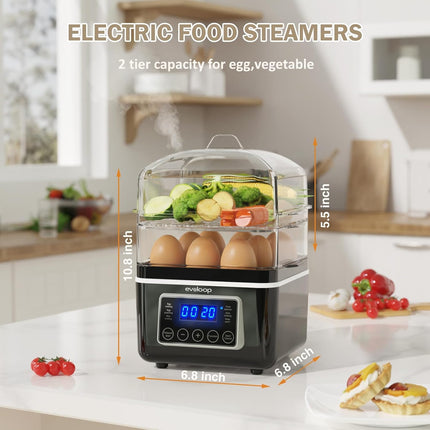 2 Tiers Mini Electric Food Steamer for Cooking, 4 QT Digital Multi Vegetable Ste