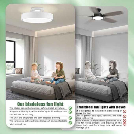 Klmeiday Modern Bladeless Ceiling Fans with Lights and Remote, Reversible, DC Mo