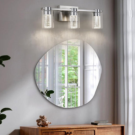 Eatich 3-Light Brushed Nickel Vanity Light, 3000K/4000K/6000K Crystal Bathroom L