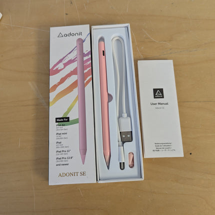 Adonit SE(Pink) Magnetically Attachable Palm Rejection Pencil for Writing/Drawin