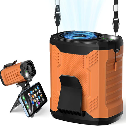 FlarePoint Portable 4-in-1 Waist/Neck/Desk Fan with Phone Stand & LED Light