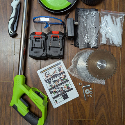 MUKHSIN Battery Powered Weed Wacker with Wheels, 650W Cordless Grass Trimmer, Telescopic Pole, 3-in-1 Blades (No Gloves)