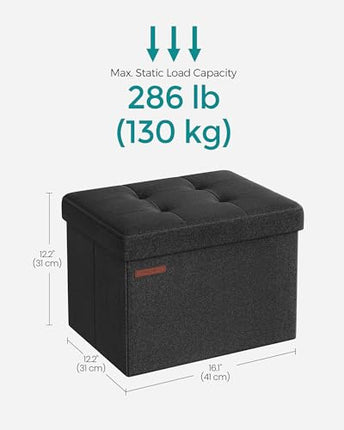 SONGMICS Small Folding Storage Ottoman, Foot Rest Stool, 31 x 41 x 31 cm, 286 kg