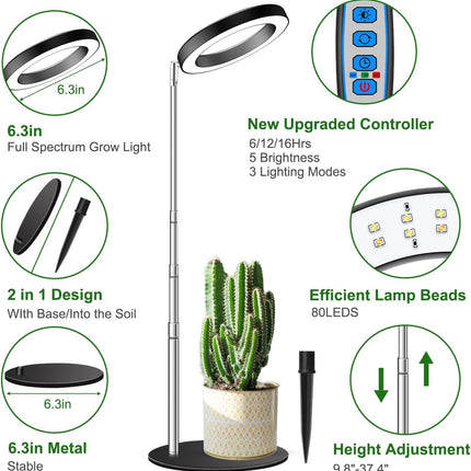 (Soil only) Aokrean Grow Lights, Full Spectrum Plant Light for Indoor Plants, 2