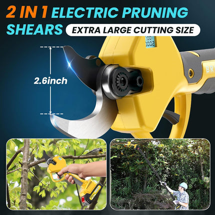 MuatCtarom 2-in-1 Cordless Electric Pruning Shears & 8 ft Pole Pruner, 1000W Brushless with 2 Batteries