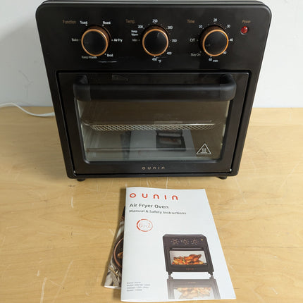 OUNIN Air Fryer Toaster Oven with Steam Infusion, 12L Countertop Oven, 6-in-1 Bake, Broil, Grill & Air Fry, Black