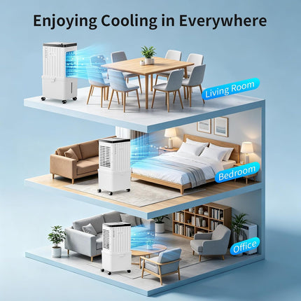 SimerSure 3-in-1 Portable Evaporative Air Cooler with Removable Water Tank, 4 Ice Packs, Timer and Remote Control