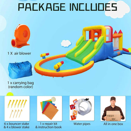 Umbalir InfIatable Bonuce House with 4 Slides & Large Splash Pool, Water Park wi